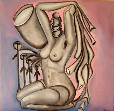 Painting titled "Black Deesse" by Inna Chery, Original Artwork, Acrylic Mounted on Wood Stretcher frame