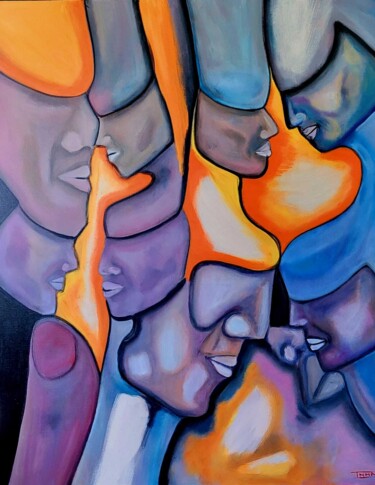 Pintura titulada "1000 visages" por Inna Chery, Obra de arte original, Acrílico Montado en Bastidor de camilla de madera
