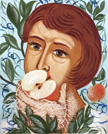 "Girl with apple" başlıklı Tablo Inna Dotsenko tarafından, Orijinal sanat, Akrilik
