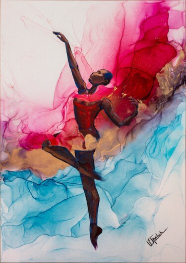 Malerei mit dem Titel "Dancer in red" von Inna Granat, Original-Kunstwerk, Acryl