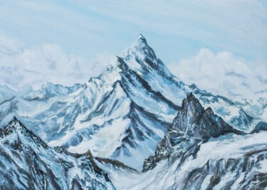 Peinture intitulée "Снежные горы" par Inna Ivanova, Œuvre d'art originale, Huile