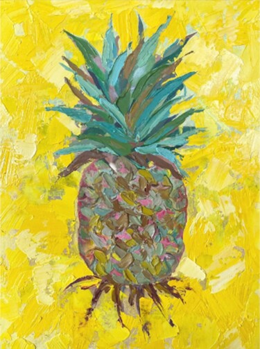 Pintura intitulada "Pineapple Impasto" por Inna Kalenychenko, Obras de arte originais, Óleo