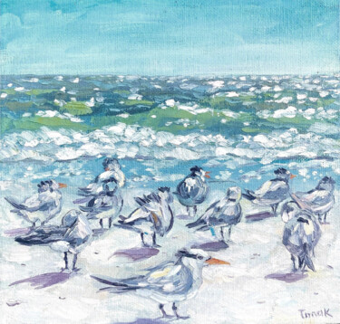 Schilderij getiteld "Seagulls Seascape B…" door Inna Kalenychenko, Origineel Kunstwerk, Olie