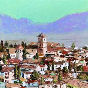 Malarstwo zatytułowany „Spain Granada Citys…” autorstwa Inna Kalenychenko, Oryginalna praca, Olej