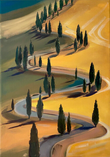 Картина под названием "Tuscany, Italian la…" - Inna Kalenychenko, Подлинное произведение искусства, Масло