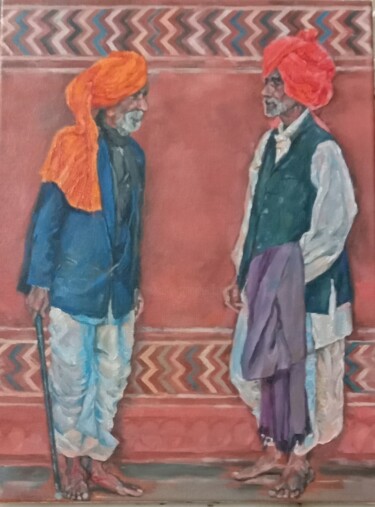 Painting titled "Rajasthani" by Inna Lesechko, Original Artwork, Oil