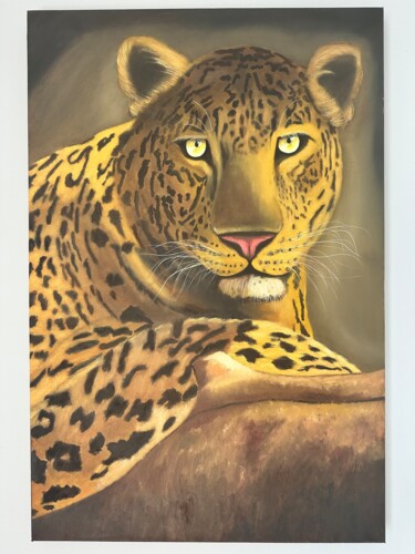 Malarstwo zatytułowany „“Leopard in the for…” autorstwa Inna Levchenko, Oryginalna praca, Olej Zamontowany na Drewniana rama…