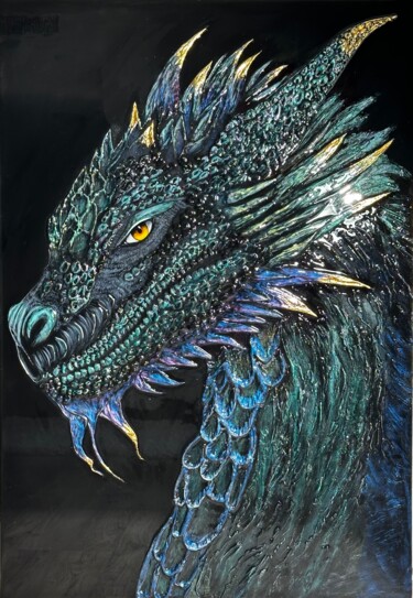 Pintura intitulada "“Dragon” Main symbo…" por Inna Levchenko, Obras de arte originais, Acrílico Montado em Armação em madeira