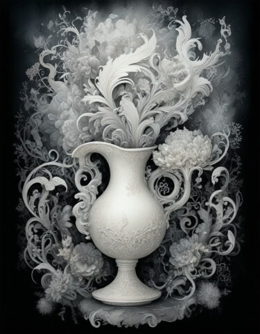 Arte digitale intitolato "Vase "White elegy"" da Inna Mamonova, Opera d'arte originale, Immagine generata dall'IA