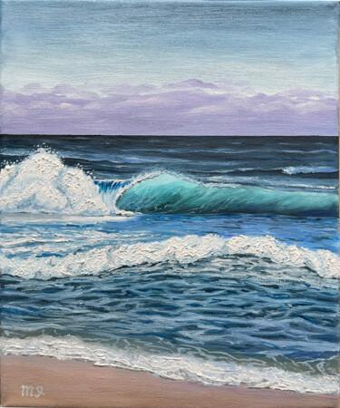 Schilderij getiteld "Wave painting ocean…" door Inna Martynenko, Origineel Kunstwerk, Olie Gemonteerd op Frame voor houten b…