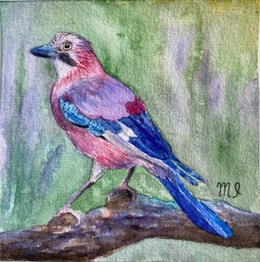 Painting titled "Jay bird" by Inna Martynenko, Original Artwork, Watercolor