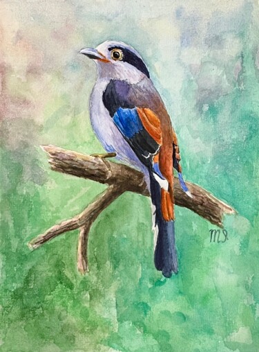 Schilderij getiteld "Watercolor bird pai…" door Inna Martynenko, Origineel Kunstwerk, Aquarel