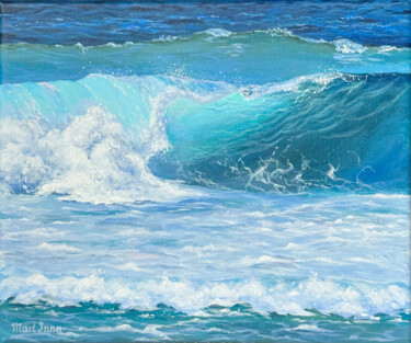 Painting titled "Wave Storm painting" by Inna Martynenko, Original Artwork, Acrylic Mounted on Wood Stretcher frame