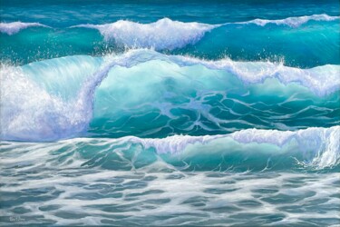 Malarstwo zatytułowany „Wave painting 60x90…” autorstwa Inna Martynenko, Oryginalna praca, Olej