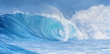 Painting titled "Wave oil painting" by Inna Martynenko, Original Artwork, Oil