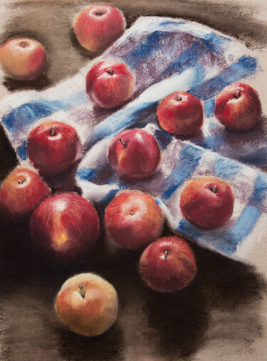 Drawing titled "Apples" by Inna Medvedeva, Original Artwork, Pastel