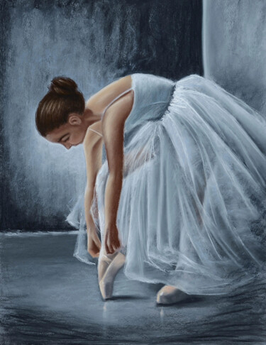 Zeichnungen mit dem Titel "Young ballerina" von Inna Medvedeva, Original-Kunstwerk, Pastell