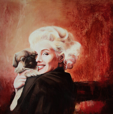 Painting titled "Red Marilyn" by Inna Medvedeva, Original Artwork, Oil