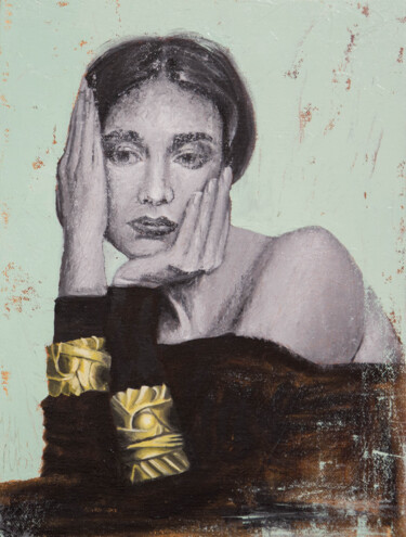 Pintura titulada "Girl with a golden…" por Inna Medvedeva, Obra de arte original, Oleo