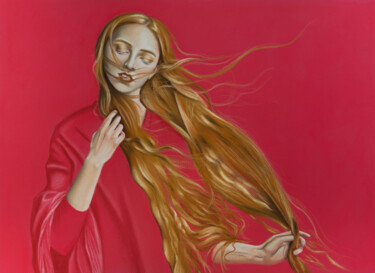 Zeichnungen mit dem Titel "Girl with red hair" von Inna Medvedeva, Original-Kunstwerk, Pastell