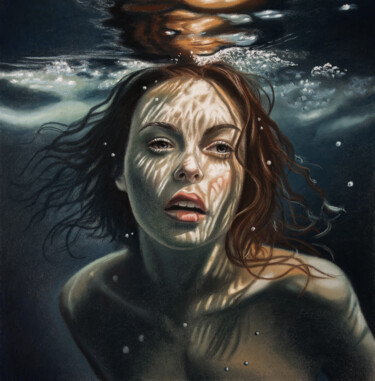 Drawing titled "Under water 2" by Inna Medvedeva, Original Artwork, Pastel