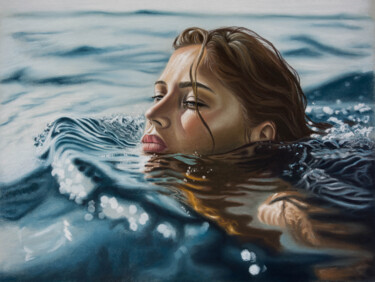 Desenho intitulada "Tender waves" por Inna Medvedeva, Obras de arte originais, Pastel