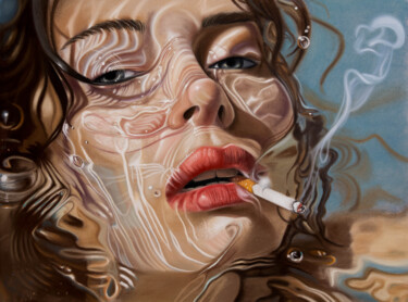 Desenho intitulada "Smoke under water" por Inna Medvedeva, Obras de arte originais, Pastel