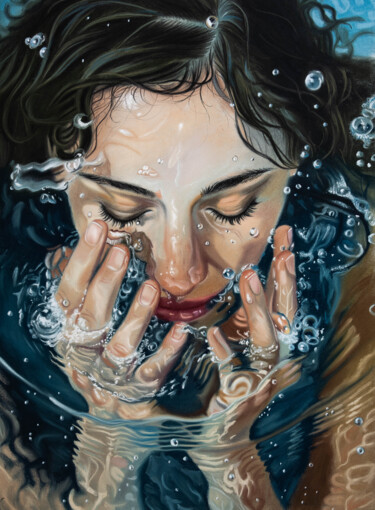Tekening getiteld "Girl in the water" door Inna Medvedeva, Origineel Kunstwerk, Pastel