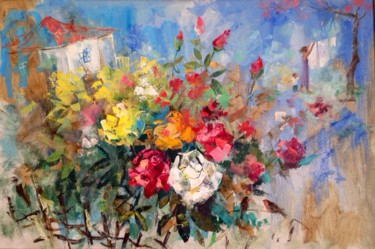 Картина под названием "Цветы для Сандры" - Sasun Torosyan, Подлинное произведение искусства, Масло