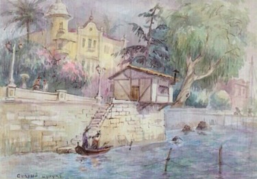 Картина под названием "На берегу города" - Sasun Torosyan, Подлинное произведение искусства, Аэрограф