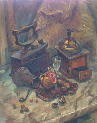 Картина под названием "Still life with pom…" - Sasun Torosyan, Подлинное произведение искусства, Масло
