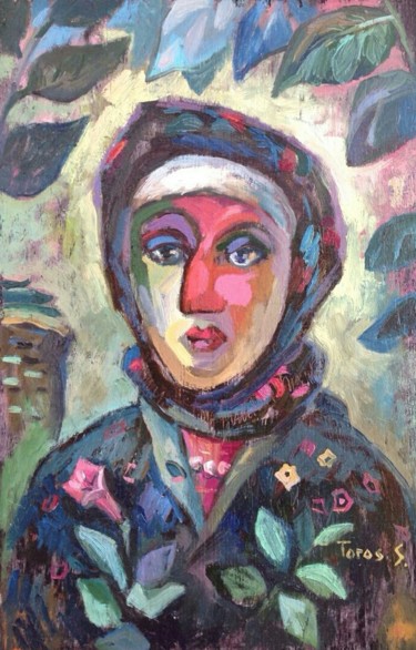 Pittura intitolato "Портрет женщины" da Sasun Torosyan, Opera d'arte originale, Olio