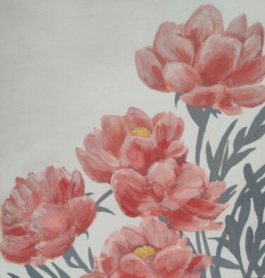 Pittura intitolato ""Peonies"" da Inna Novobranets, Opera d'arte originale, Gouache