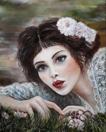 Malerei mit dem Titel "Портрет девушки" von Inna Romanow, Original-Kunstwerk, Öl