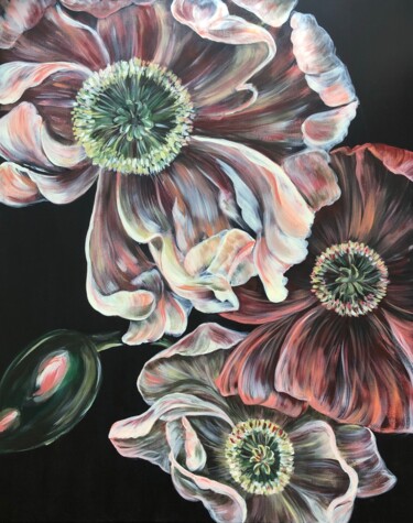 Pintura intitulada "Amazing Poppies" por Inna Sumina, Obras de arte originais, Acrílico