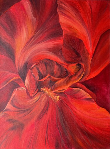 Painting titled "Total Red" by Inna Sumina, Original Artwork, Oil
