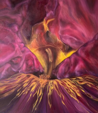 Painting titled "Crimson Silk" by Inna Sumina, Original Artwork, Oil