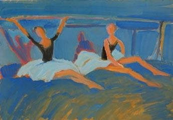 Peinture intitulée "Deux danseuses assi…" par Inna Skliarevskaia, Œuvre d'art originale