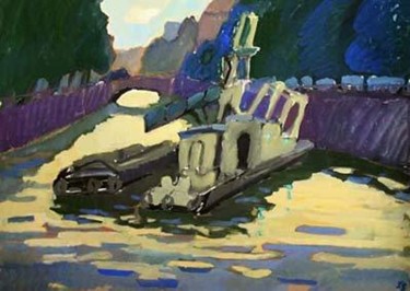 Pintura intitulada "Travaux sur le canal" por Inna Skliarevskaia, Obras de arte originais