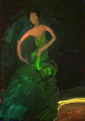 Peinture intitulée "Flamenco. Le vert s…" par Inna Skliarevskaia, Œuvre d'art originale, Huile