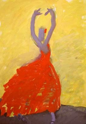 Peinture intitulée "Flamenco. Le rouge…" par Inna Skliarevskaia, Œuvre d'art originale, Huile