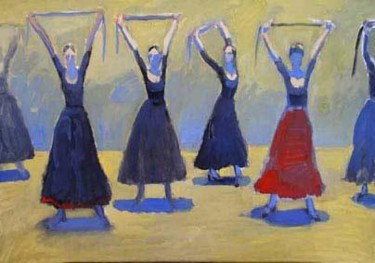 Peinture intitulée "Ecole de Flamenco." par Inna Skliarevskaia, Œuvre d'art originale, Huile