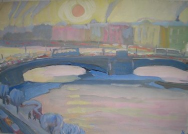 Peinture intitulée "Hiver sur Neva." par Inna Skliarevskaia, Œuvre d'art originale