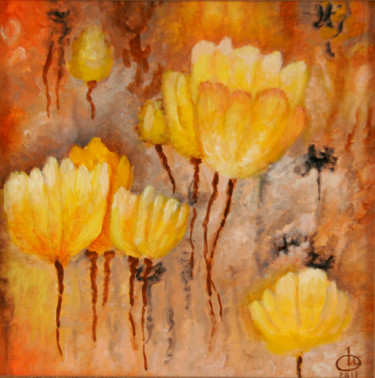 Картина под названием "Желтые тюльпаны" - Инна Овчарук, Подлинное произведение искусства, Масло