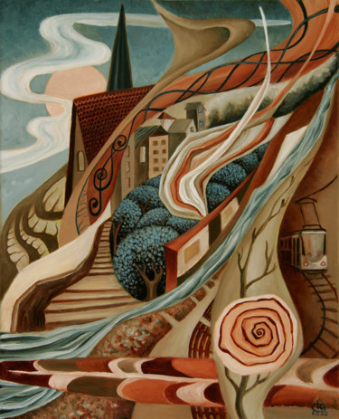 Картина под названием "Город" - Инна Овчарук, Подлинное произведение искусства, Масло