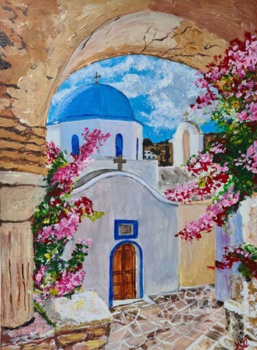 Painting titled "Santorini" by Inna Herasymenko, Original Artwork, Acrylic