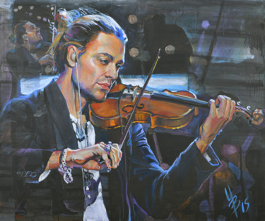 Painting titled "David Garrett" by Inna Volvak, Original Artwork, Acrylic