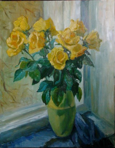 Картина под названием "Желтые розы.jpg" - Inna Pylypenko, Подлинное произведение искусства, Масло