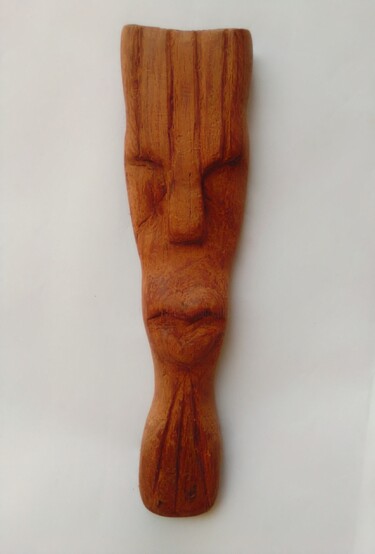 Sculpture titled "Masque bantou" by Innocent Nolla Makon, Original Artwork, Wood