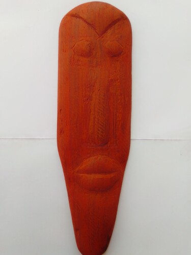 Skulptur mit dem Titel "Masque bassa" von Innocent Nolla Makon, Original-Kunstwerk, Holz